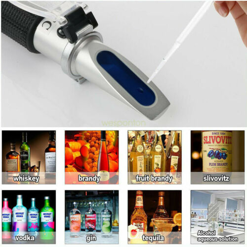 Handheld Alcohol Refractometer 0~80% With Atc Liquor Tester Meter Measuring Tool