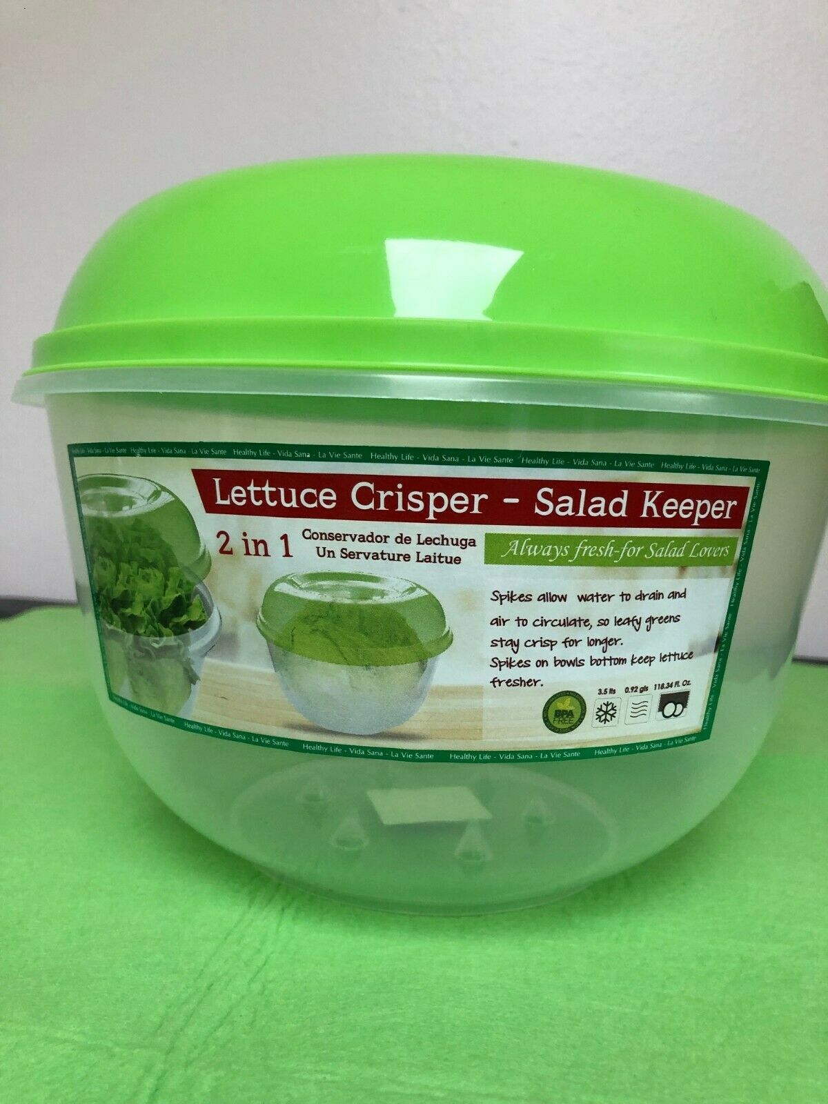 Opif-lettuce Crisper-lettuce Keeper-w Spikes-quality-bpa Free-green Lid-118 Oz