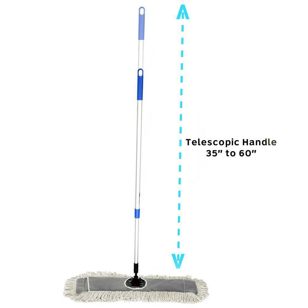 Alpine Industries 24 In. Cotton Dust Mop Set With Telescopic Handle 2 Pack