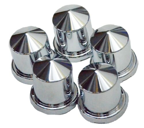 Nut Covers(5) 7/8" & 15/16" Round Pointed Chrome Plastic 1-9/6" Tall Kenworth