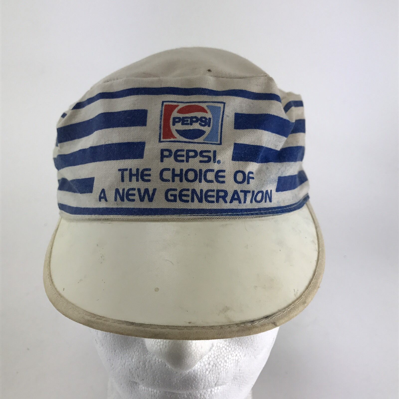 Vintage 70's - 80's Pepsi Cola Cloth Painter Cap Hat The Choice W New Generation