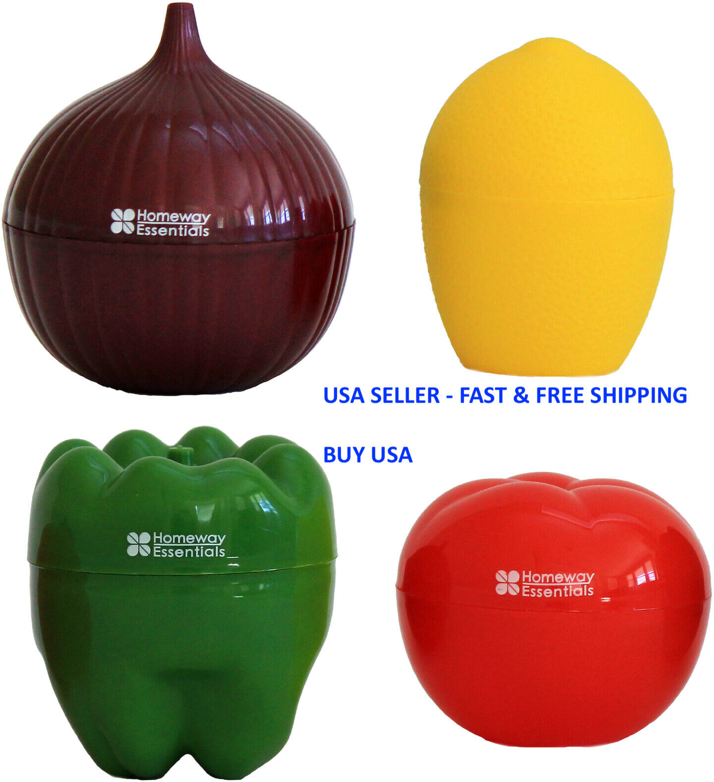 4pcs Containers Vegetable Storage With Onion Pepper Lemon Tomato Shaped Savers