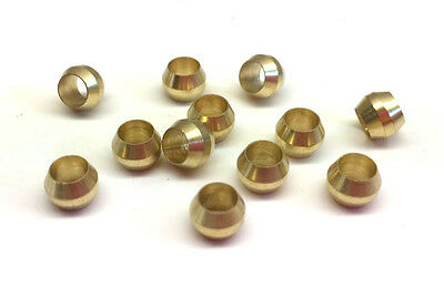4mm Id X 12pcs Brass Compression Sleeve Ferrule Olive Barrel Ring Soft Copper