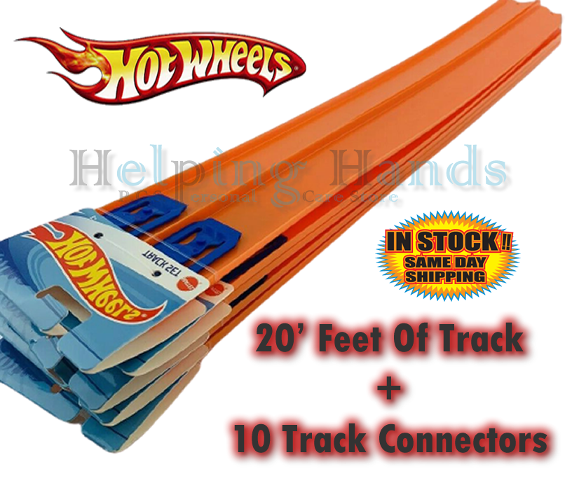Hot Wheels Car Track Mega Set. 20' Feet Of Hot Wheel Track & 10 Track Connectors