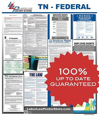 2021 Tennessee Tn State & Federal All In 1 Labor Law Poster Workplace Compliance