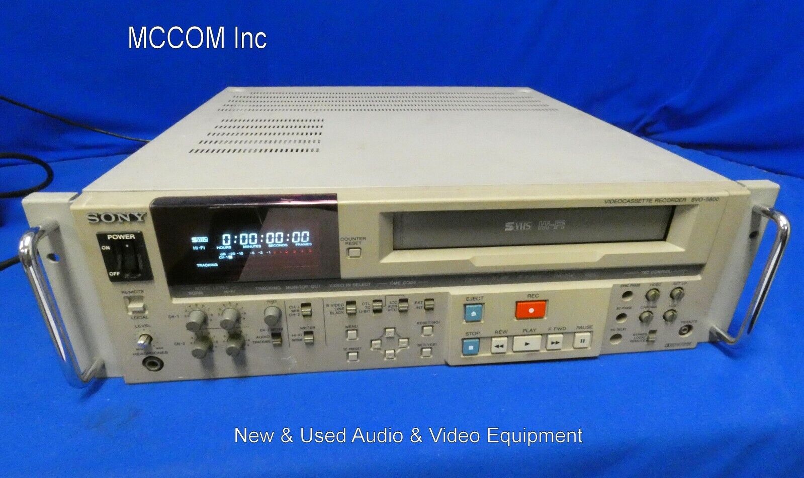 Sony Svo-5800 Svhs Videocassette Recorder W/ 425 Drum Hrs, Rack Ears