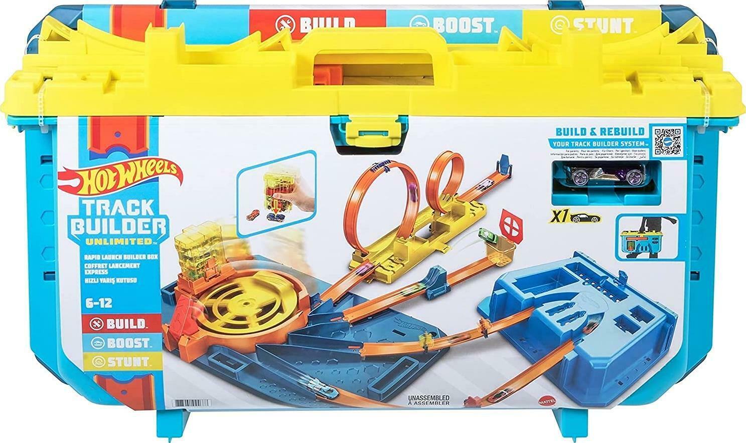 Hot Wheels Track Builder Unlimited Rapid Launch Box All-in-one Building kit