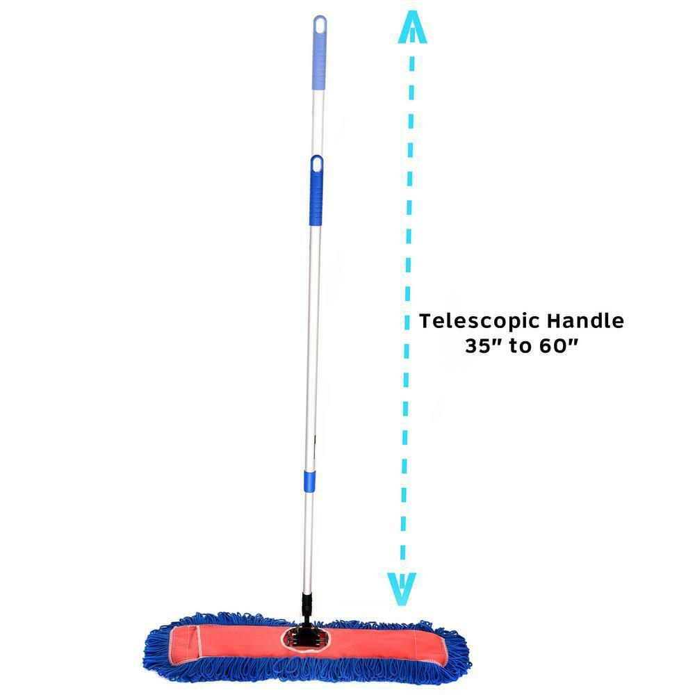 Alpine Industries 24 In. Microfiber Wet Dry Dust Mop Set W/telescopic Handle 2pk