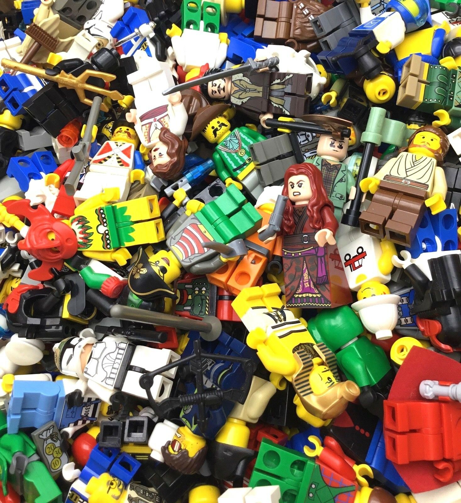 Lego Bulk Lot 20 Minifigure Random People Town Castle City + Accessories Free Sh
