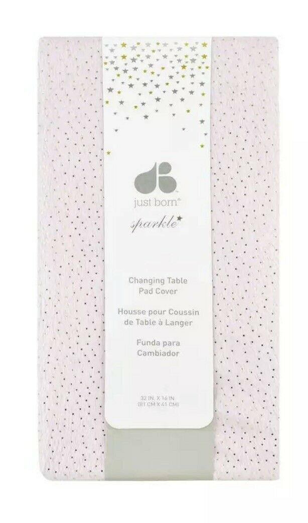 Just Born Sparkle Changing Pad Cover, Pink With Gold