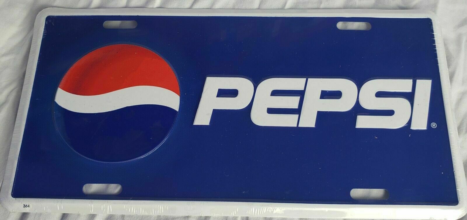New Vintage Pepsi-cola  Tin License Plate Tag Red White & Blue Back Round