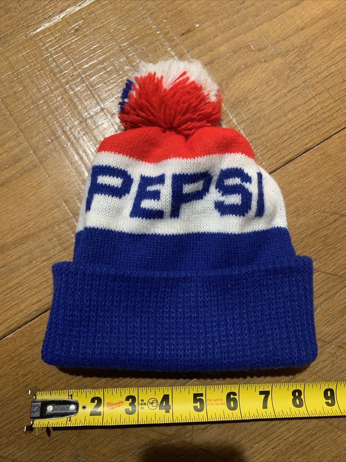 Pepsi Stocking Hat Vintage Cap Ski Pom Winter Beanie 1970’s 1980’s Striped Block