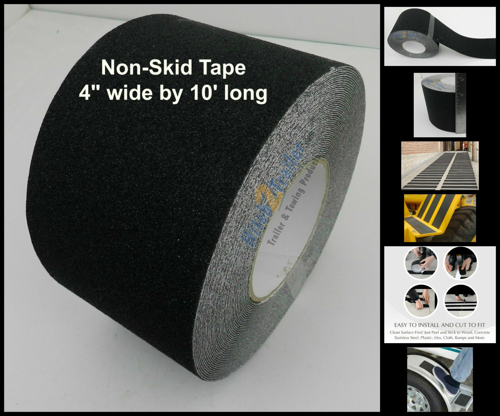 4" X 10' Non Skid Tape Black Roll Safety Anti Slip Sticker Grip Safe Grit
