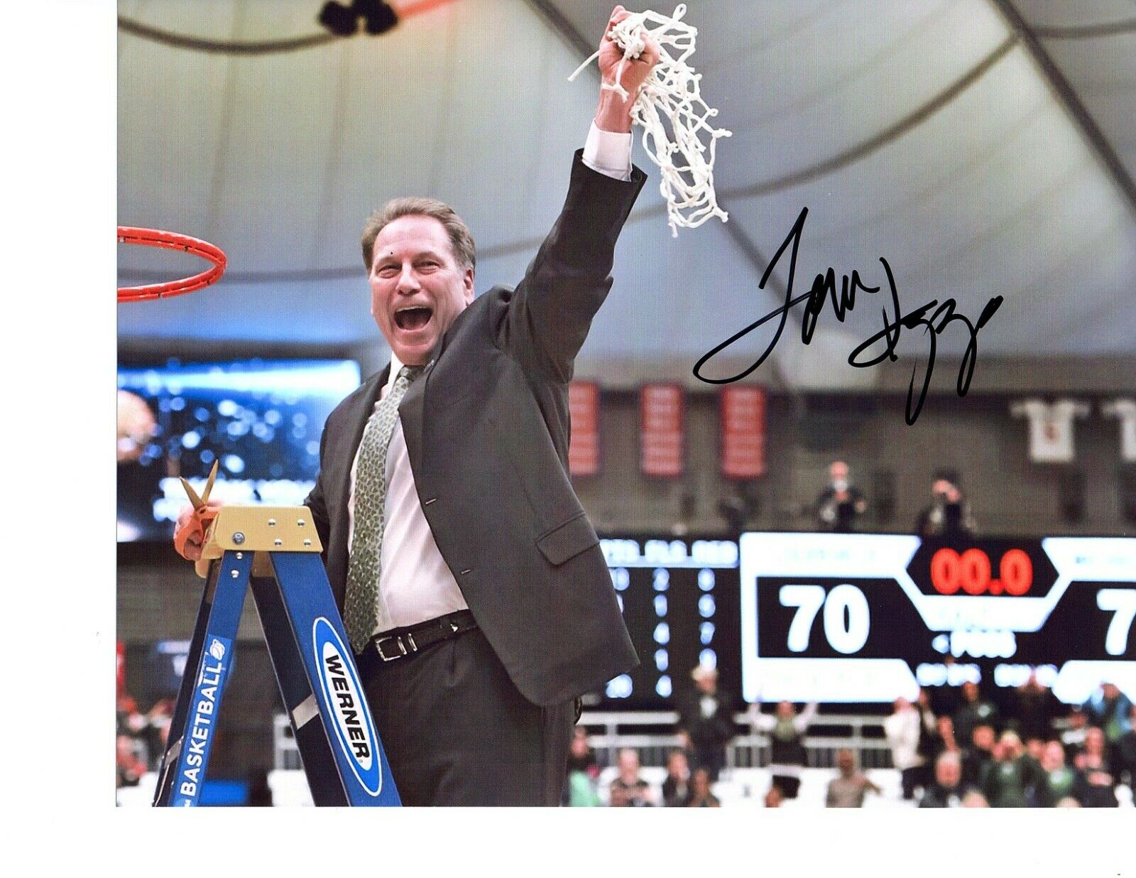 Tom Izzo Michigan State Spartans Autographed Signed Basketball 8x10 Final 4 Msu