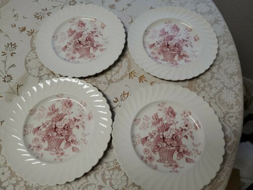 Chelsea Rose Royal Staffordshire By Clarice Cliff  4 Dinner Plates
