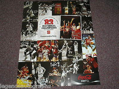 Nc State Wolfpack 1983 Team Signed Poster Basketball Auto Lorenzo Charles + 11
