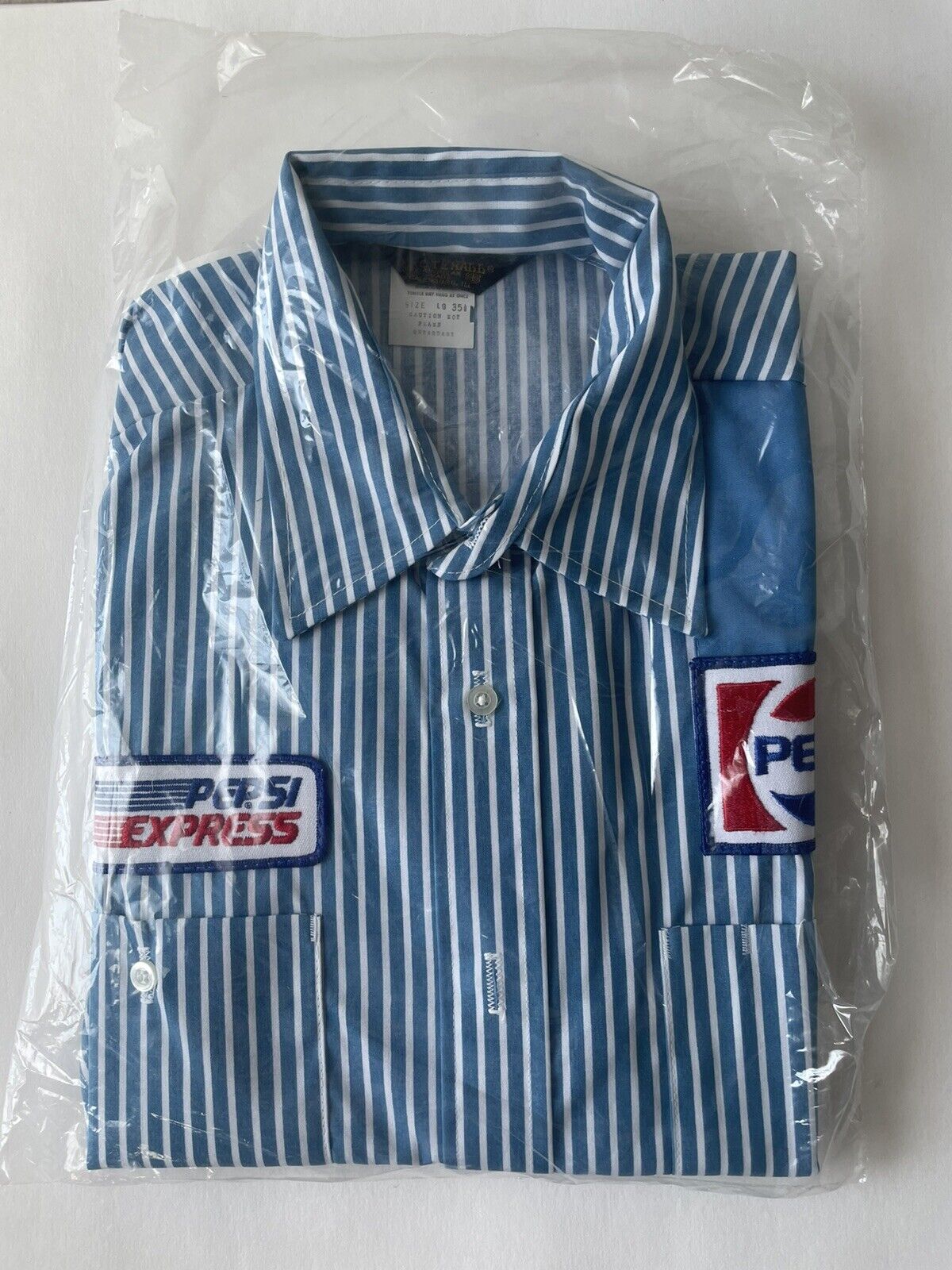 Vtg Rare Pepsi Express Employee Driver Work Shirt Striped Long Sleeve 2xl, *new*