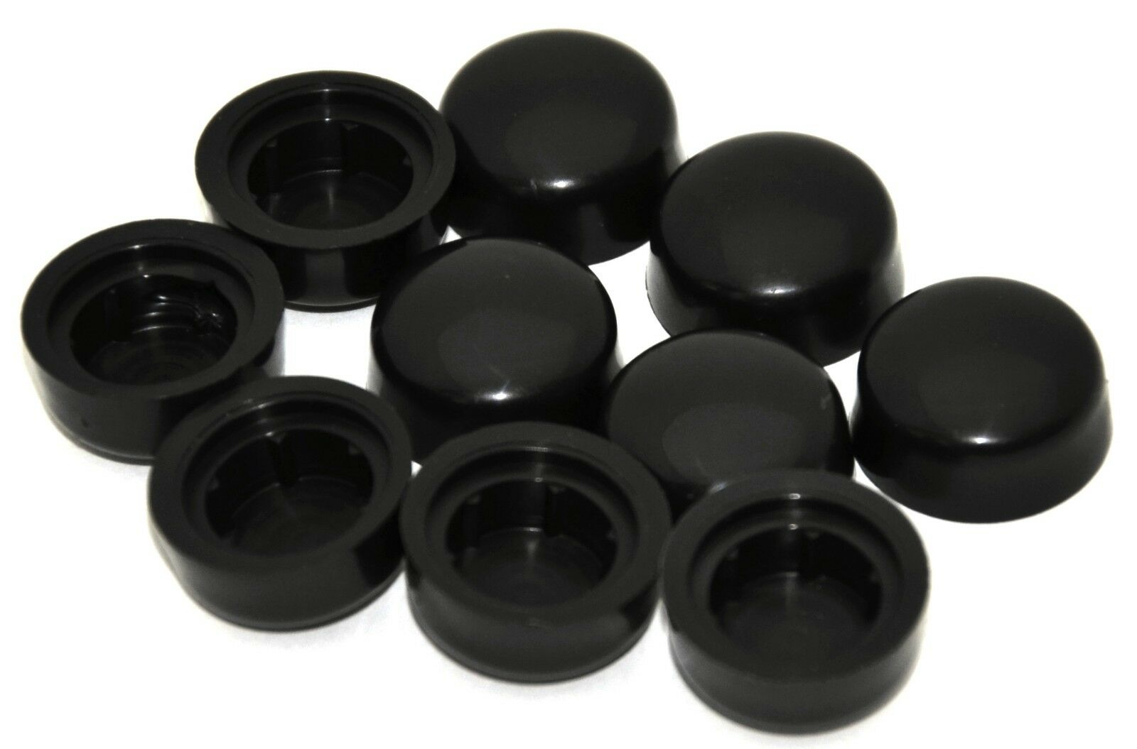Hex Head Bolt Nut Cover (10) Dome Style 3/8" Black Plastic Finish Push On