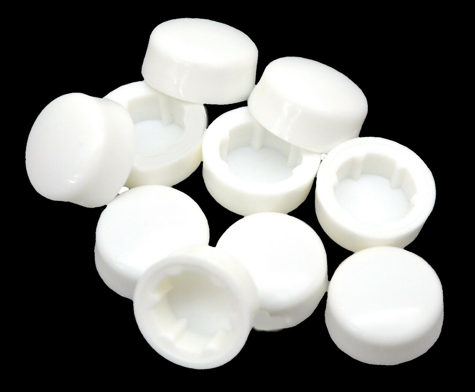 Hex Head Bolt Or Nut Cover 1/2" White Abs Plastic Dome Shaped Push On Set Of 10