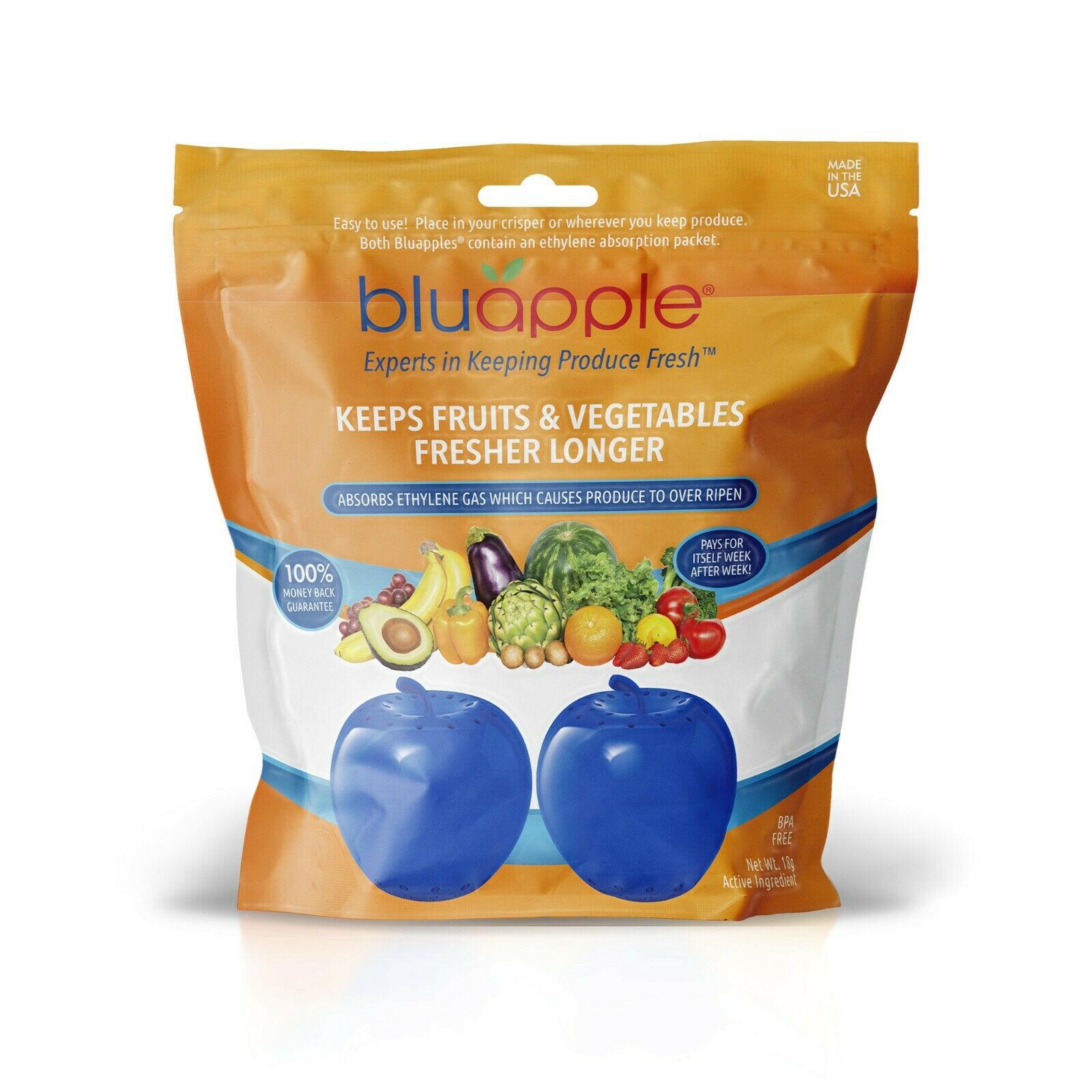Bluapple Freshness Balls Keeps Produce Fresh Longer - Reusable!