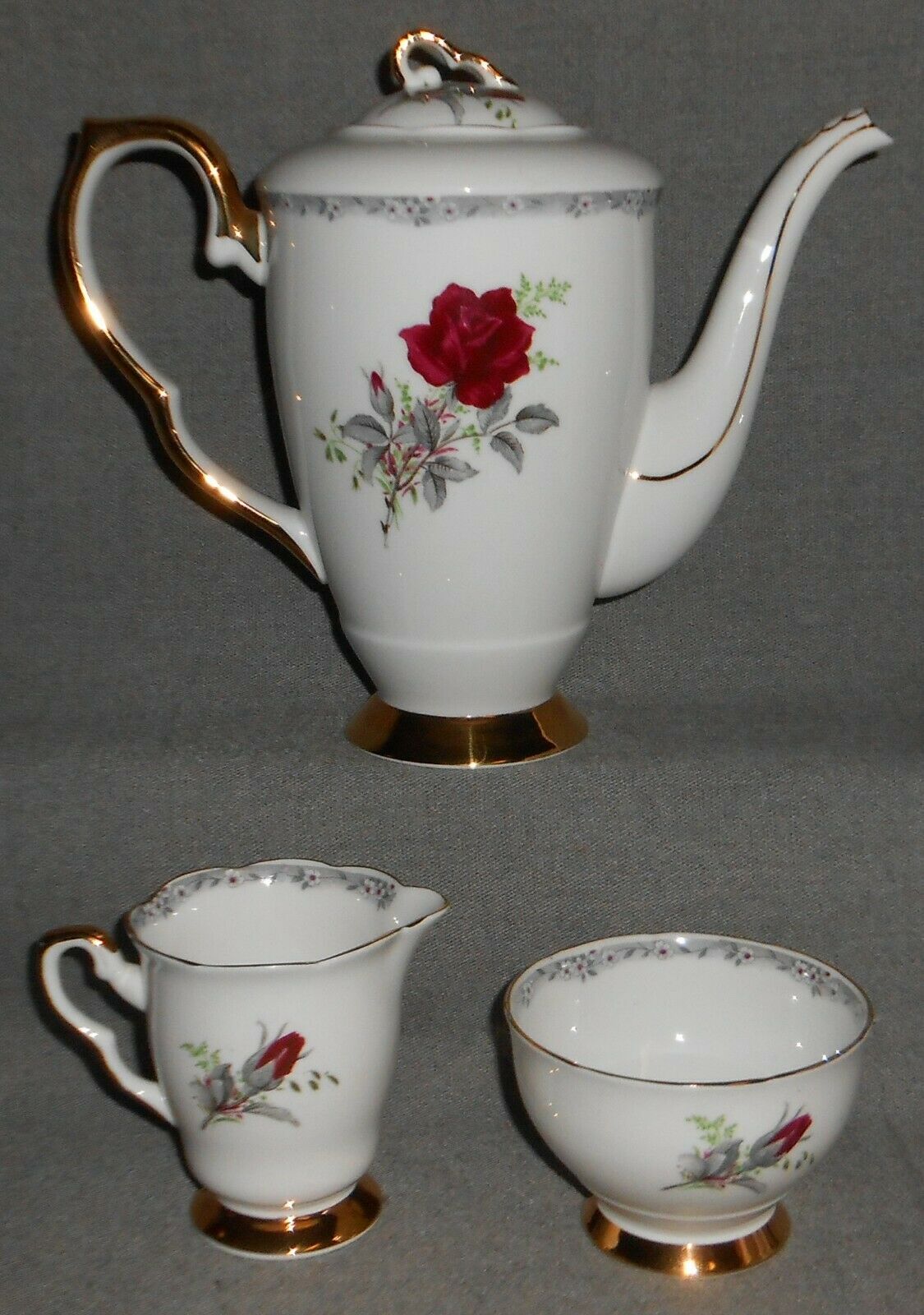 3 Pc Set Royal Stafford Bone China Roses To Remember Coffee Set Made In England