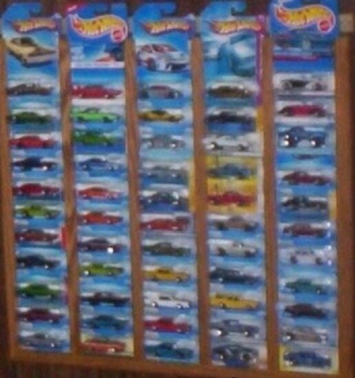Oak Hot Wheels Matchbox Display Rack Frame Holds 55 Carded Cars Not Included